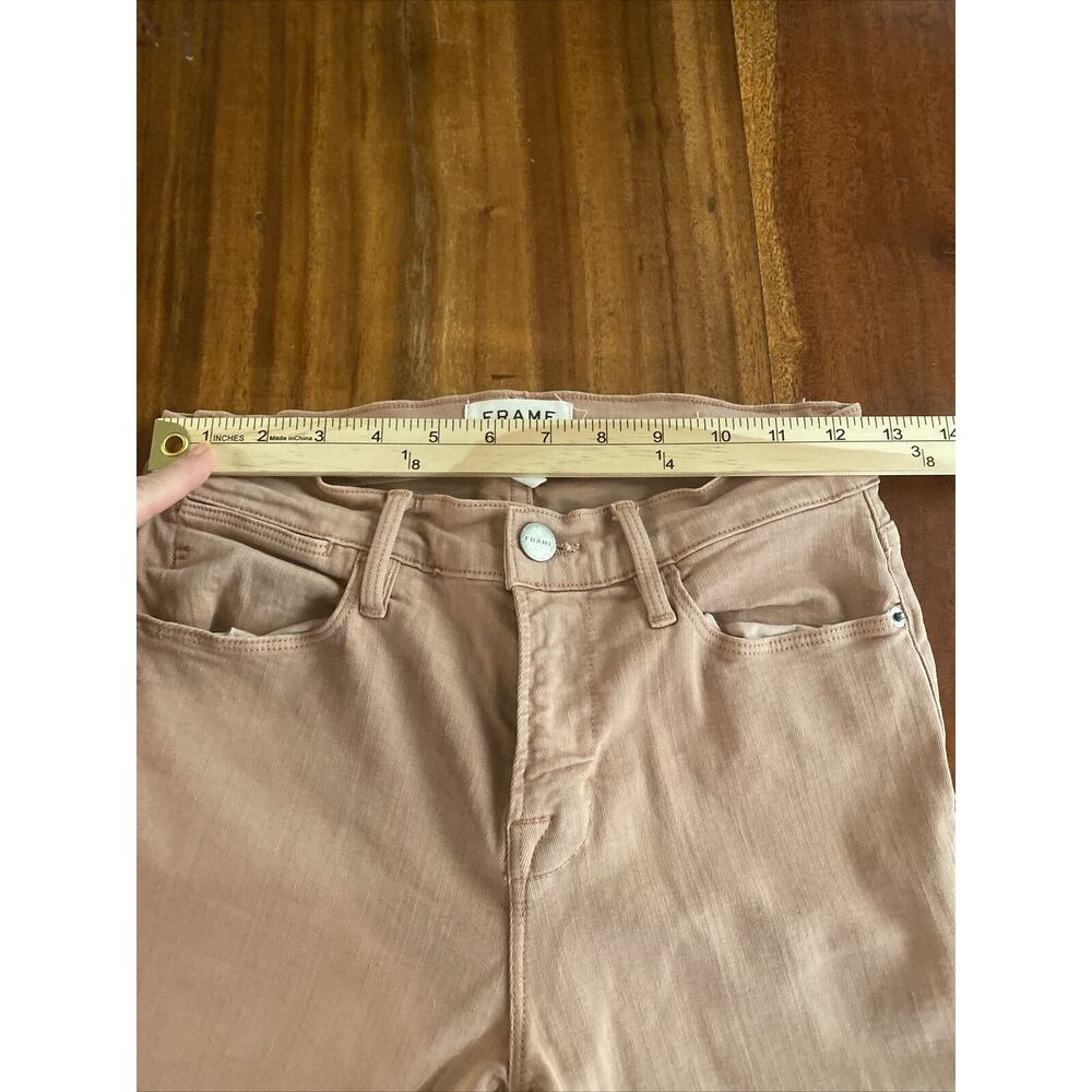 FRAME Le High Skinny White Raw-Hem Edge Jeans Size 26, dusty rose, Tiny Pen Mark - Picture 8 of 14